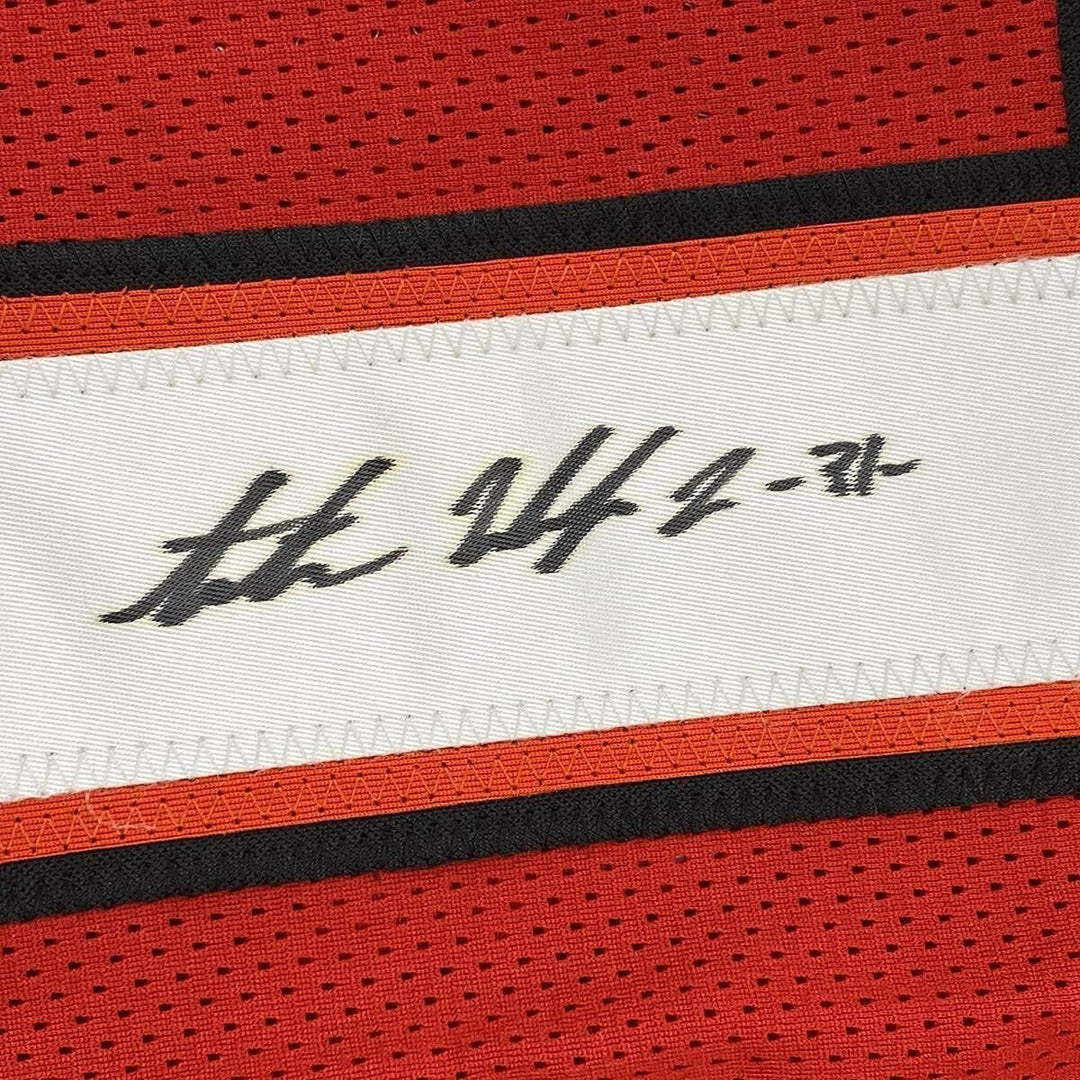 FRAMED Autographed/Signed ANTIONE WINFIELD JR 33x42 Red Football Jersey PSA COA