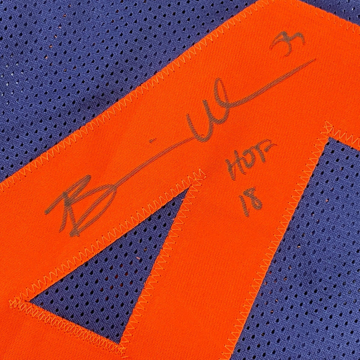 Autographed/Signed Brian Urlacher HOF 18 Chicago Blue Retro Jersey Beckett COA