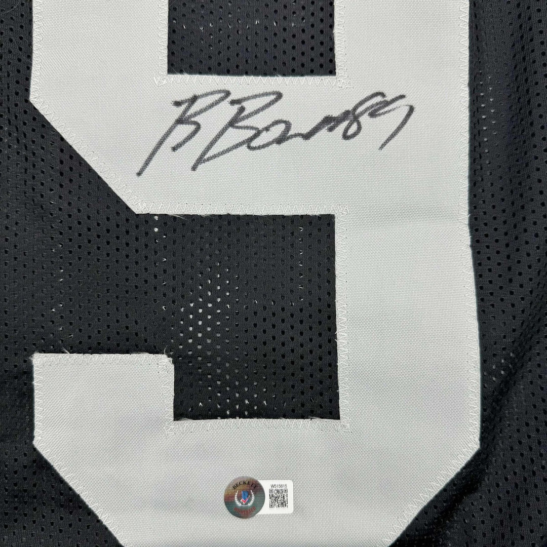 Autographed/Signed Brock Bowers Las Vegas Oakland Black Jersey BAS COA