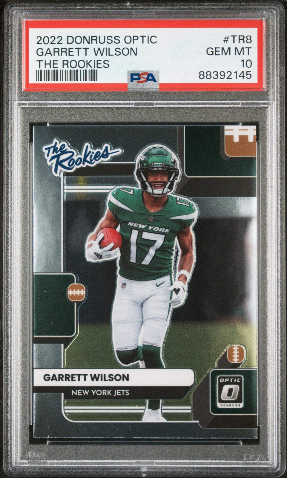 Graded 2022 Donruss Optic Garrett Wilson #TR8 The Rookies Football Card PSA 10