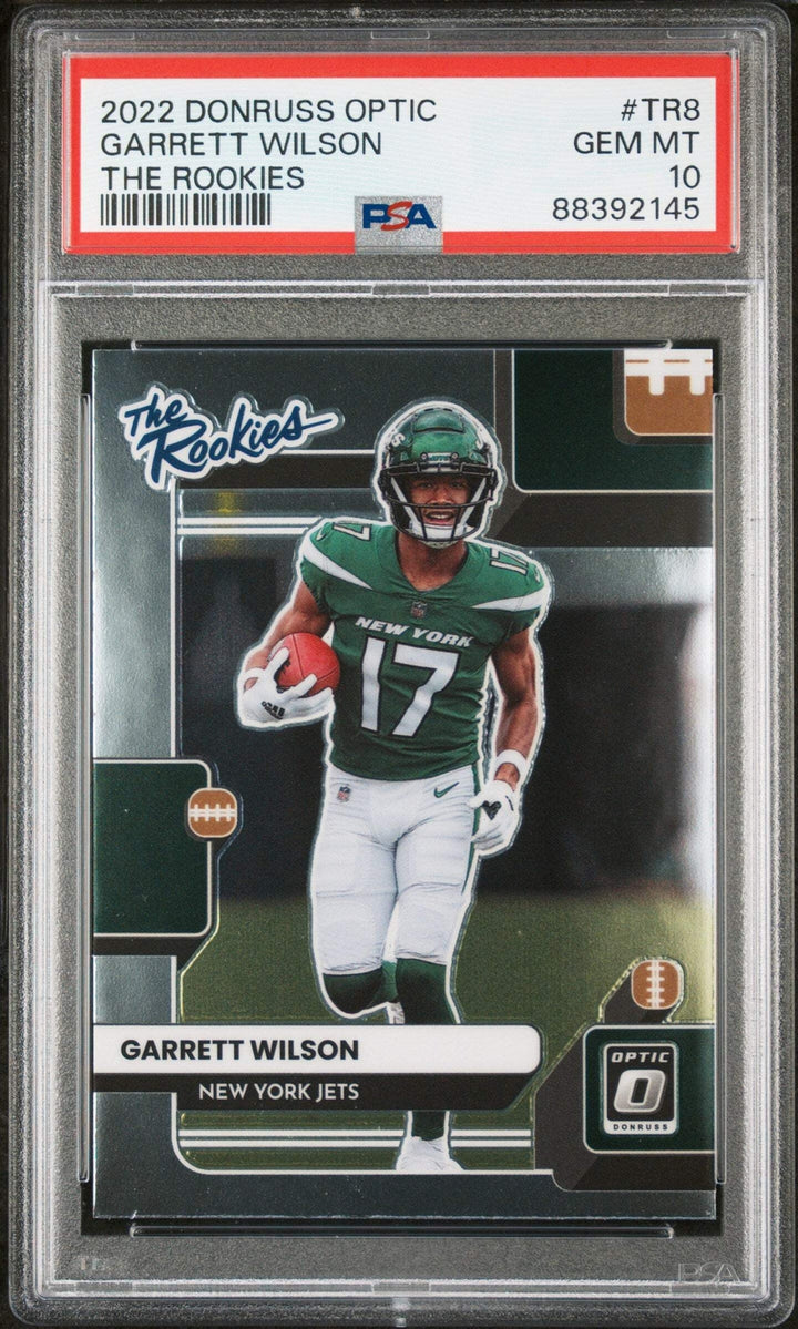 Graded 2022 Donruss Optic Garrett Wilson #TR8 The Rookies Football Card PSA 10