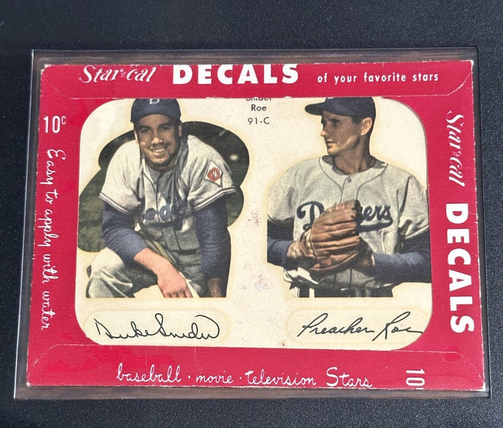 1952 Star-Cal Decals #91-C: Duke Snider & Preacher Roe In Envelope SGC Auth Nm