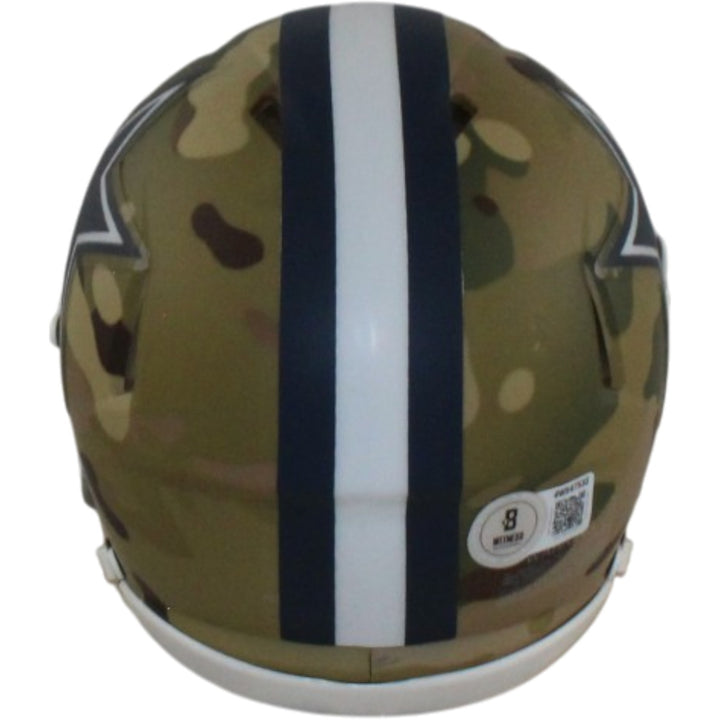 Dak Prescott Autographed/Signed Dallas Cowboys Camo Mini Helmet Beckett 56325