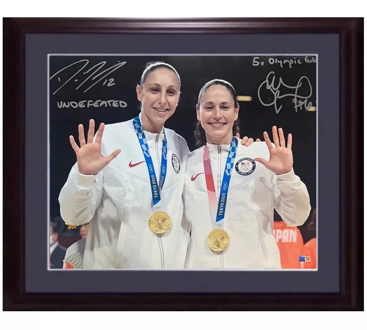 Diana Taurasi Sue Bird Signed 16x20 Framed 5x Usa Olympic Gold Photo Steiner Coa