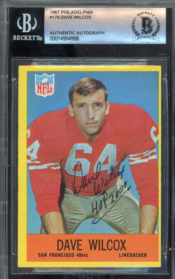 Dave Wilcox Beckett BAS Signed 1967 Philadelphia Rookie Autograph