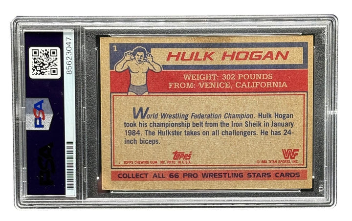 Hulk Hogan Signed 1985 Topps #1 WWF WWE Rookie Card PSA Auto Gem MT 10