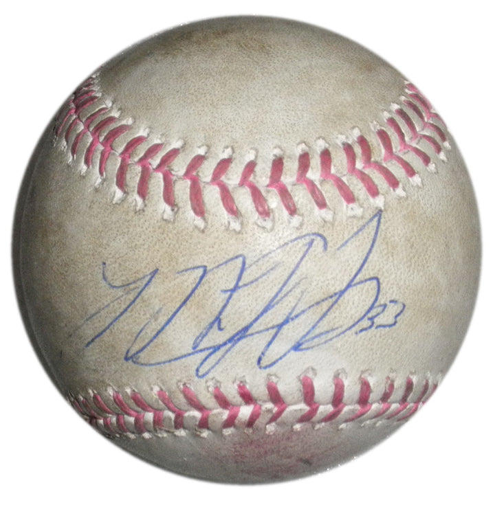 MATT HARVEY SIGNED GAME USED MOTHER'S DAY PINK BALL NY METS PITCH STARLING MARTE