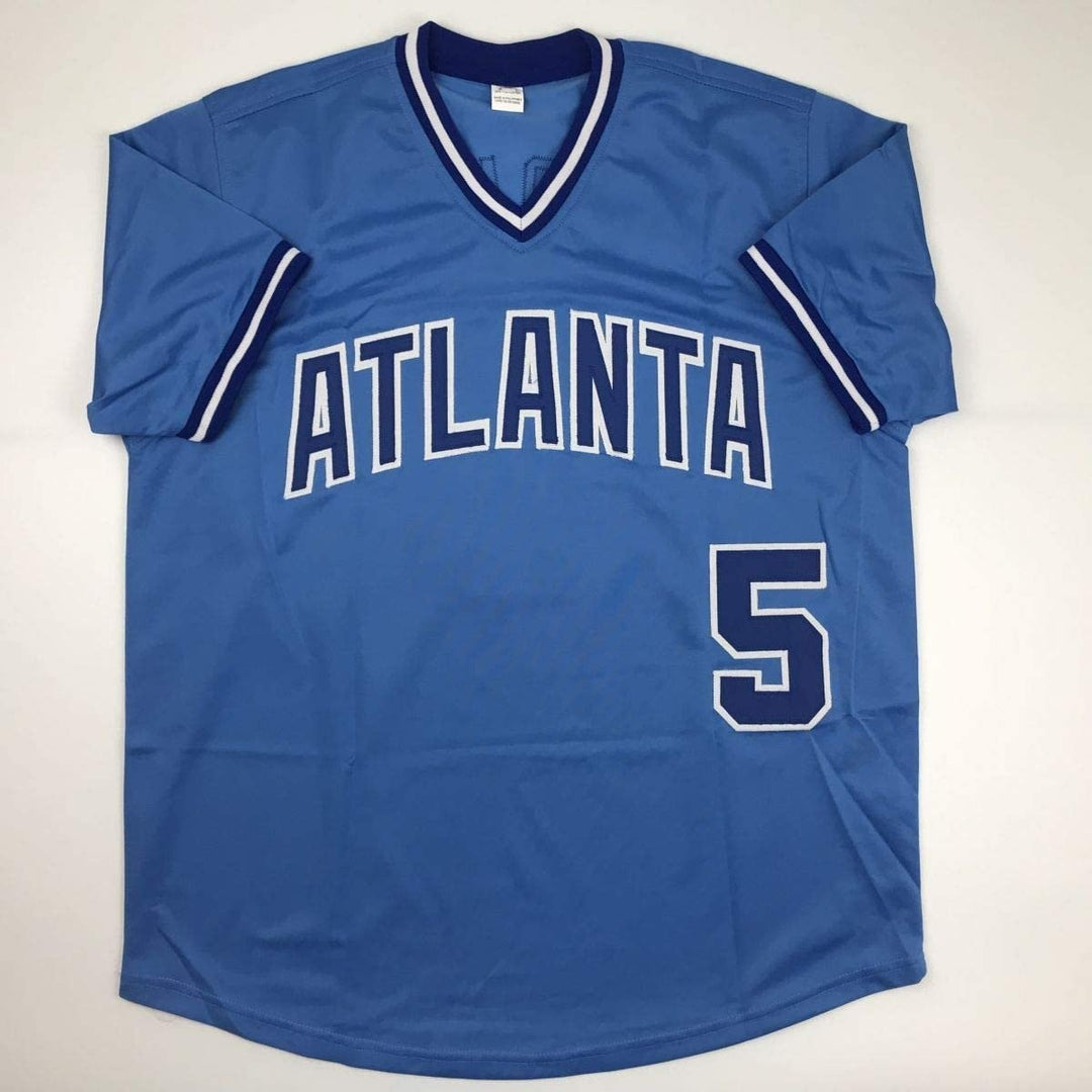 Autographed/Signed BOB HORNER Atlanta Light Blue Jersey JSA COA Auto