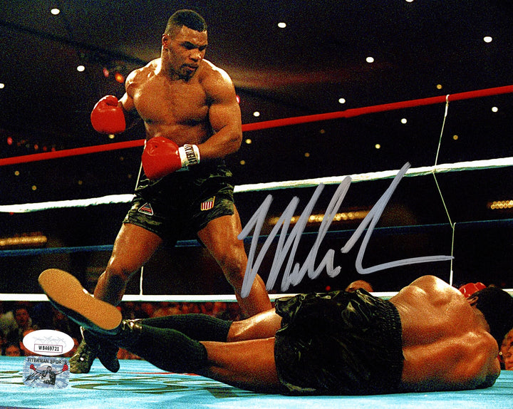 Mike Tyson Signed Framed 8x10 Photo Standing Over JSA