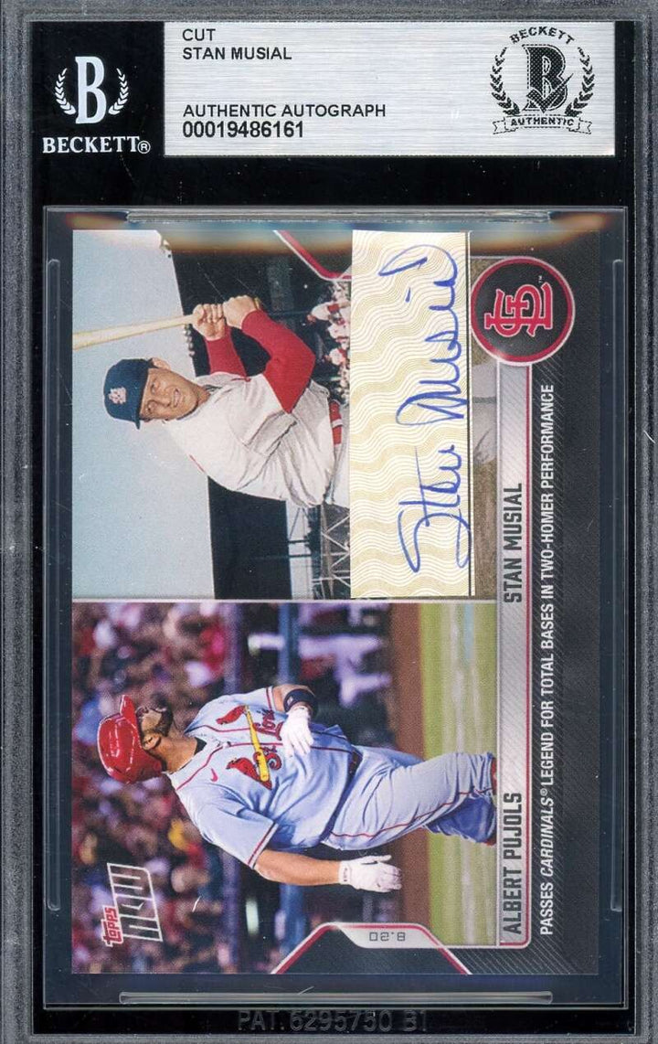 Stan Musial Beckett BAS Signed 2022 Topps Now Cut Autograph Cardinals
