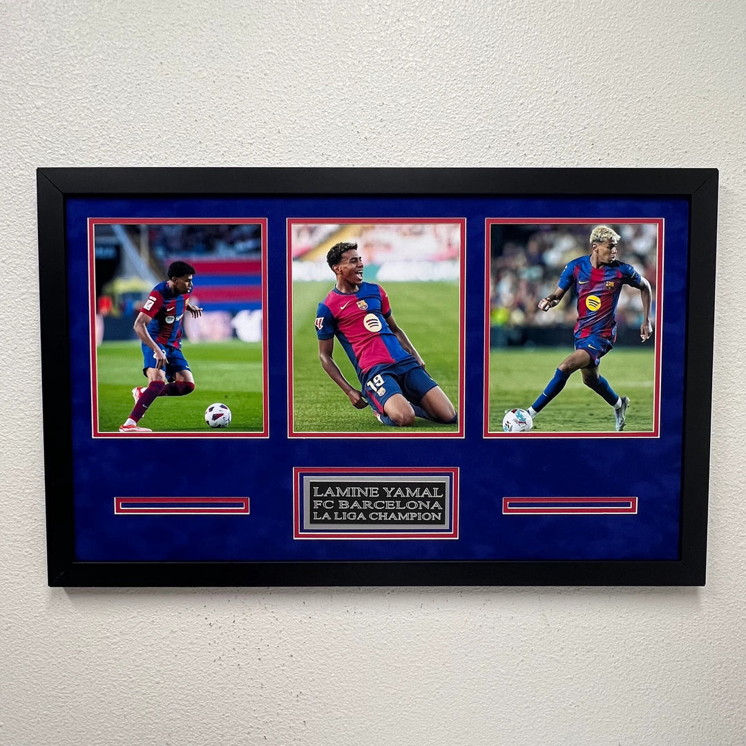 Lamine Yamal Custom Framed 3 Photo Display FC Barcelona