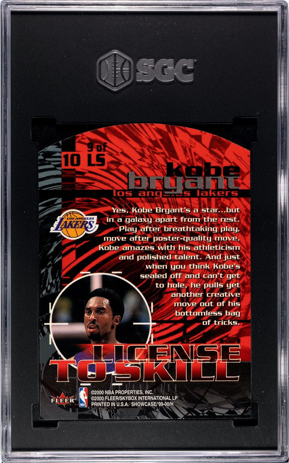 Kobe Bryant 1999-00 Flair Showcase License to Skill Die Cut Card-SGC Graded 9 MT