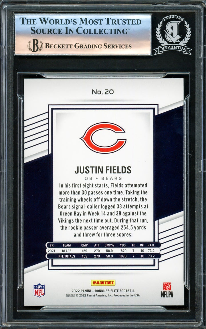 Justin Fields Autographed Signed 2021 Donruss Elite RC 3 Chicago Bears Beckett