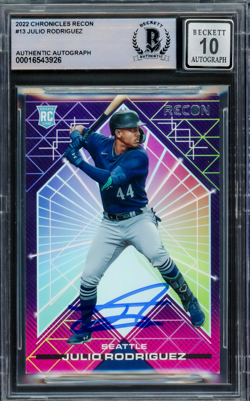 Julio Rodriguez Auto 2022 Panini Chronicles Recon RC 13 Mariners Sig 10 Beckett