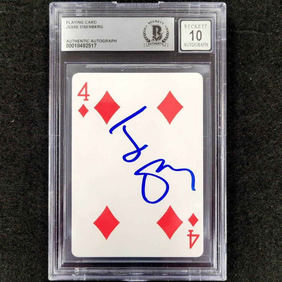Jesse Eisenberg signed 4 Diamonds Playing Card Now You See Me BAS 10 auto