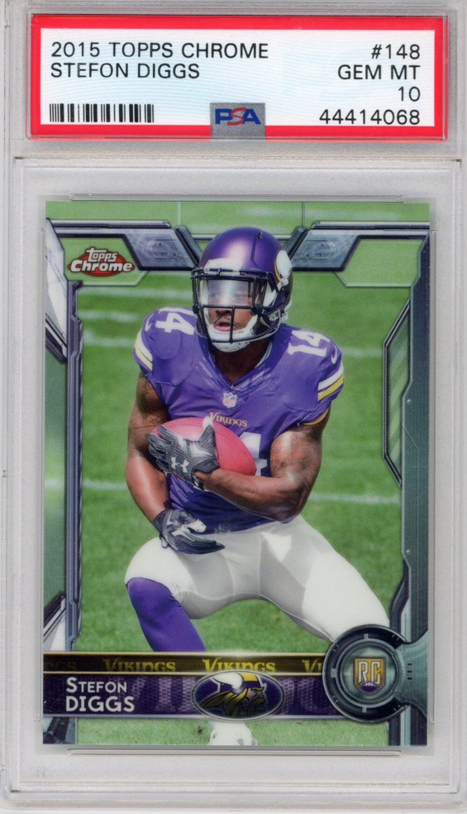 Graded 2015 Topps Chrome Stefon Diggs #148 Rookie RC Football Card PSA 10 Gem Mi