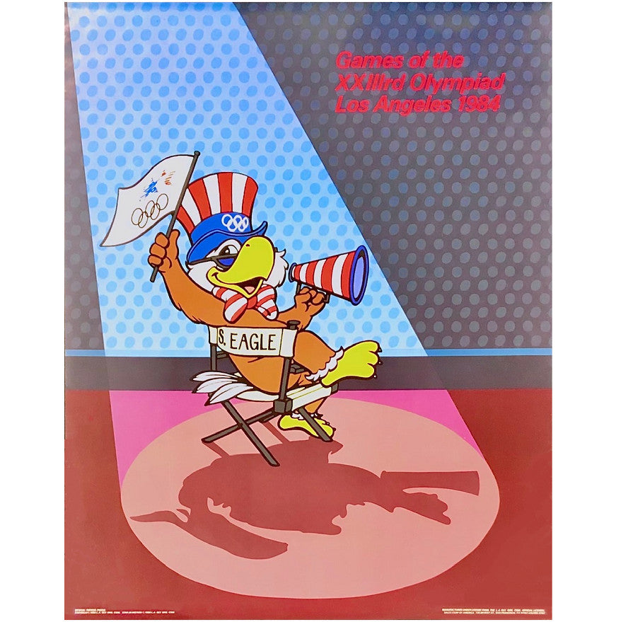 vintage 1984 Los Angeles Olympic Games 22x28 Sam the Eagle Olympiad poster New