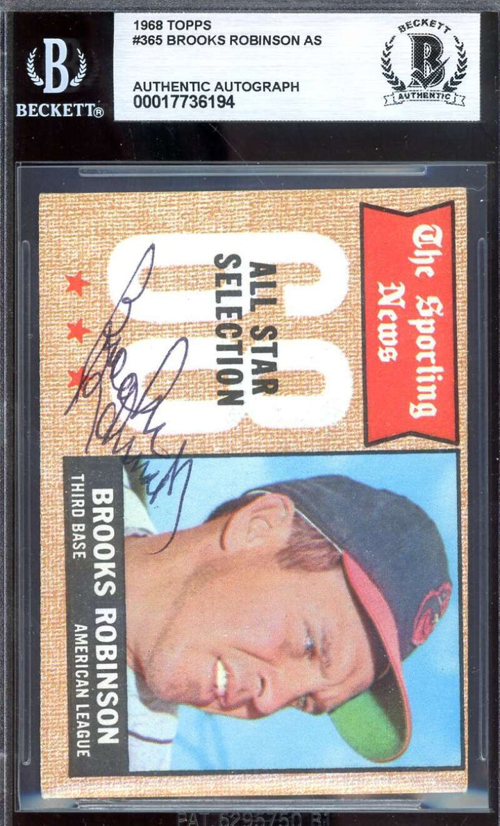 Brooks Robinson Beckett BAS Vintage Signed 1968 Topps All Star Autograph