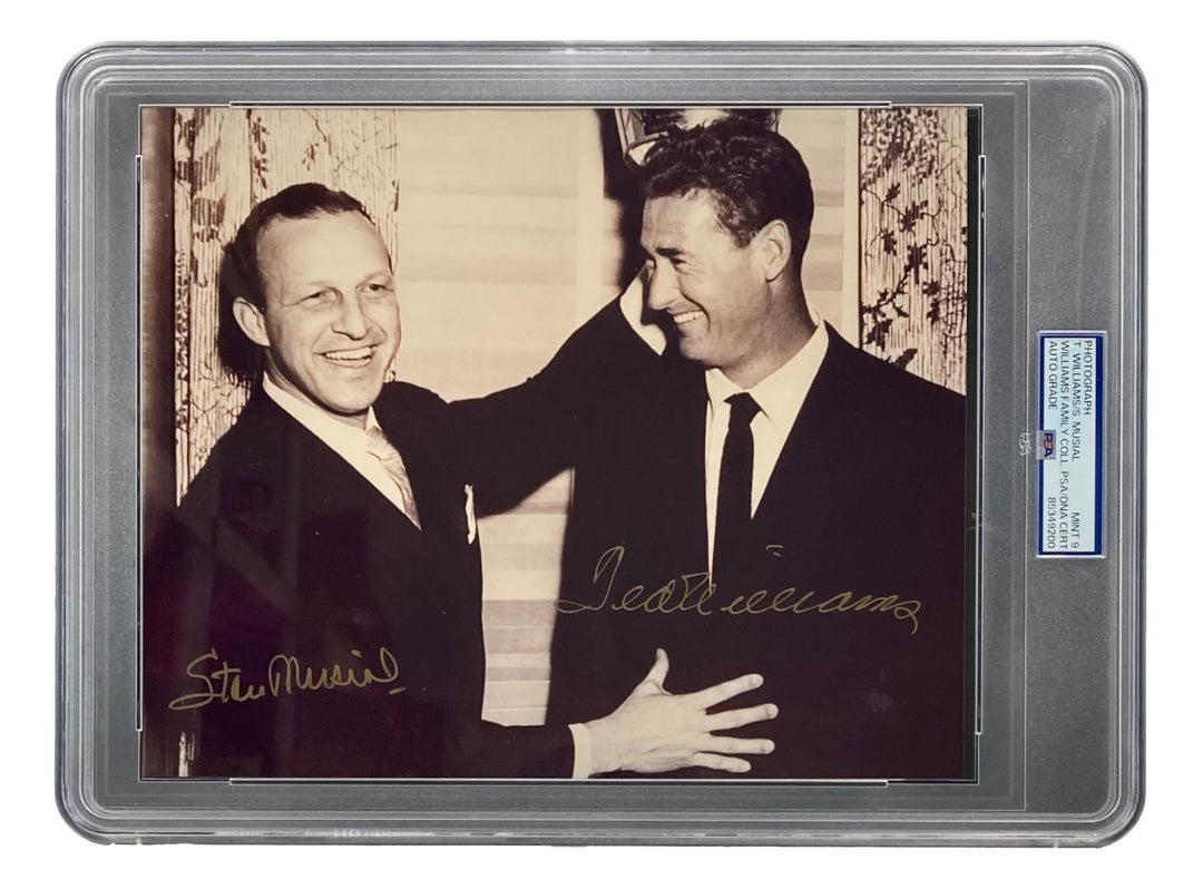 Ted Williams Stan Musial Signed Slabbed 8x10 Photo PSA Mint 9