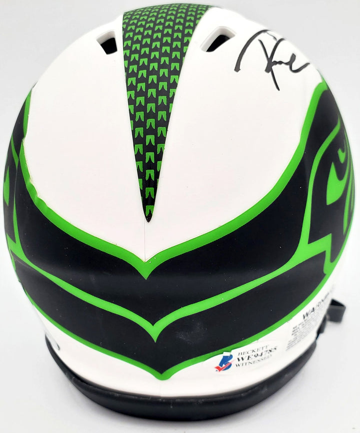Russell Wilson Auto Seahawks White Lunar Eclipse Spd Mini Helmet RW Holo Beckett