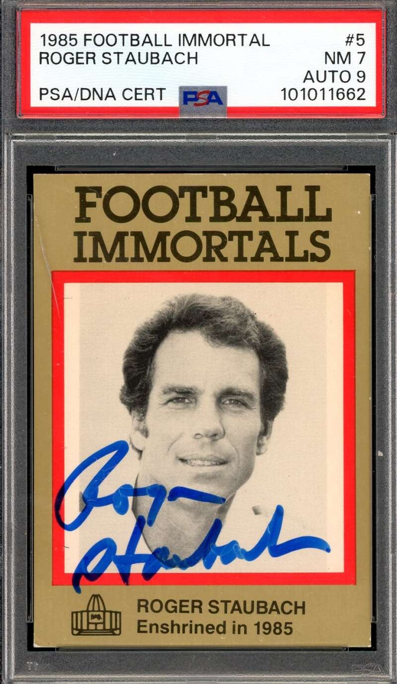 Roger Staubach Mint 9 PSA DNA Signed 1985 Football Immortals Autograph