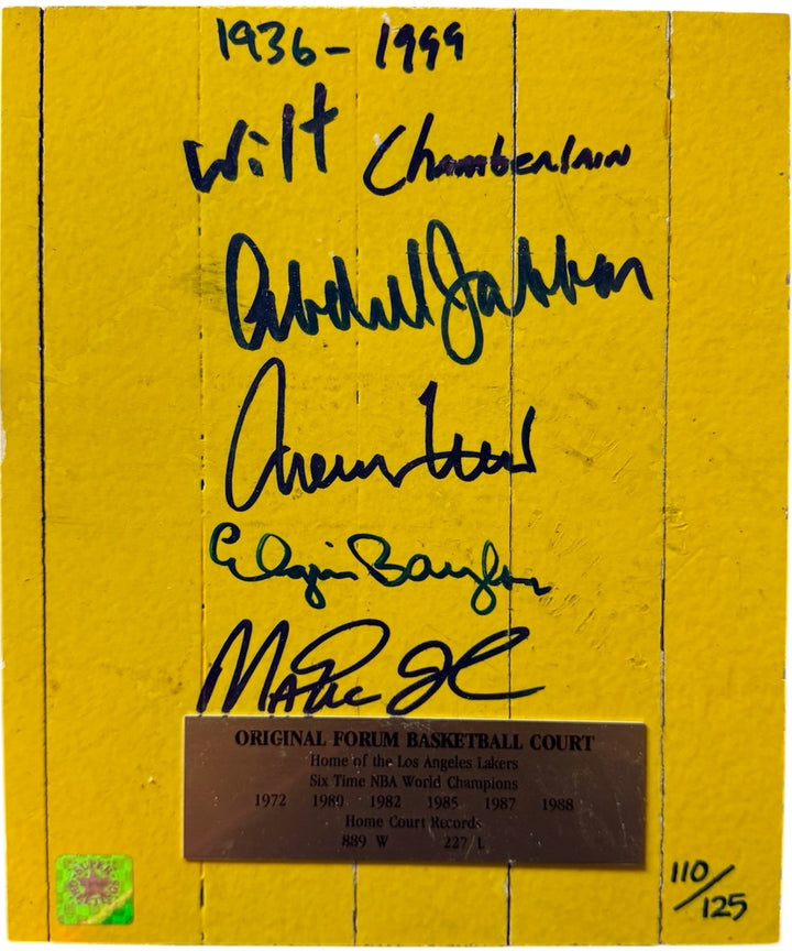 LA Forum Signed Original Floor/Court 4 Sigs Jabbar/West/Baylor/Johnson -SSG Holo