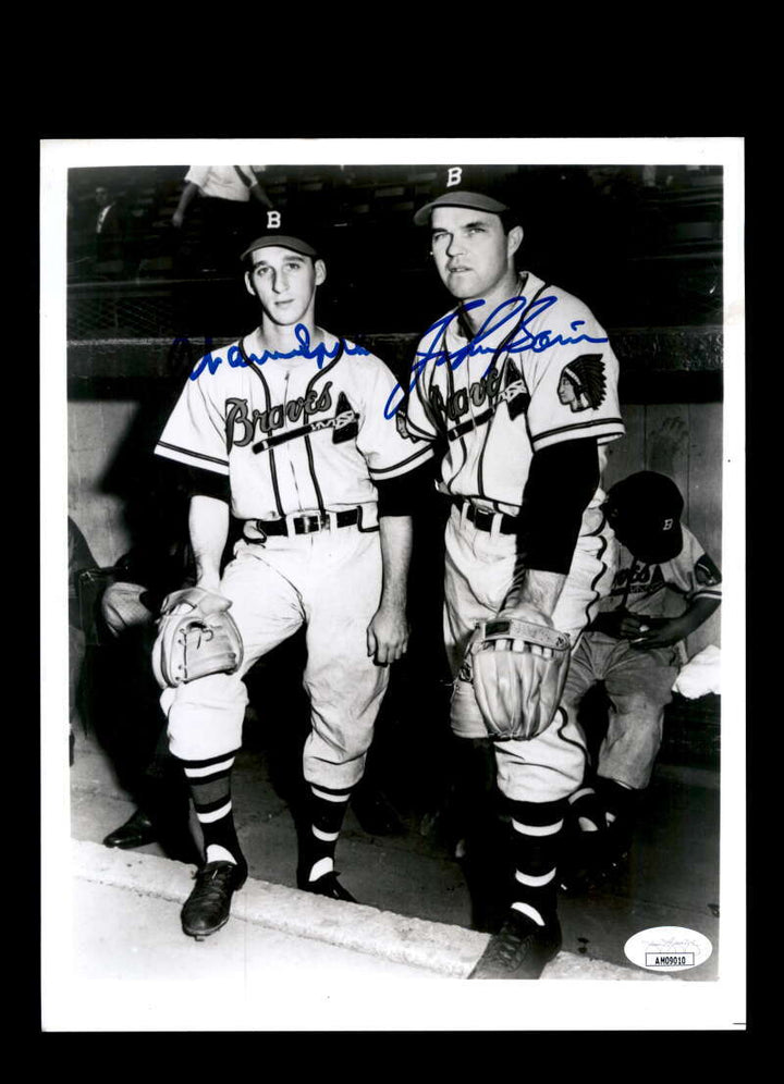Warren Spahn Johnny Sain JSA Cert Signed  8x10 Photo Autograph Braves
