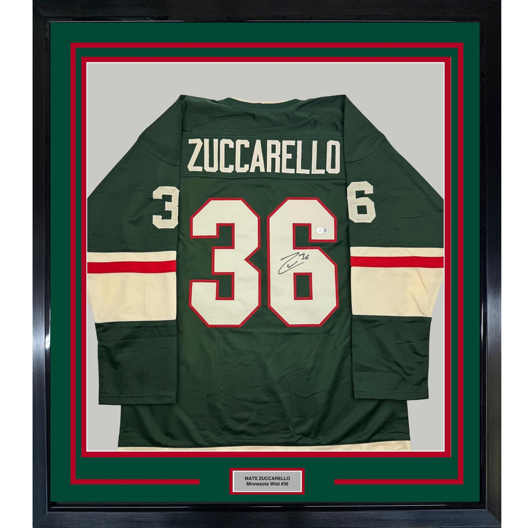 Framed Autographed/Signed Mats Zuccarello 35x39 Minnesota Green Jersey COA
