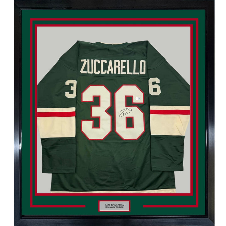 Framed Autographed/Signed Mats Zuccarello 35x39 Minnesota Green Jersey COA