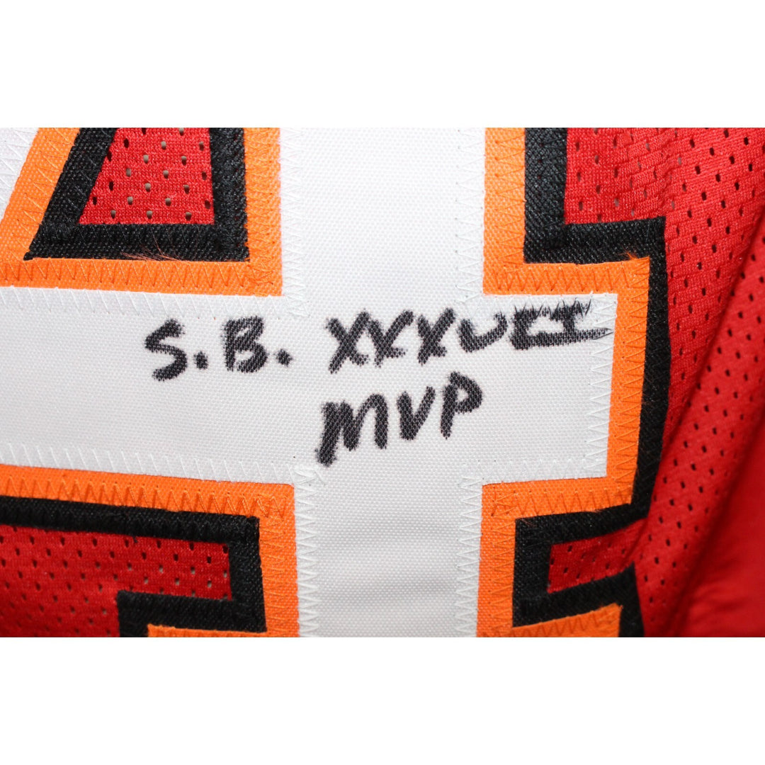Dexter Jackson Autographed/Signed Pro Style Red Jersey SB MVP TRI 43423