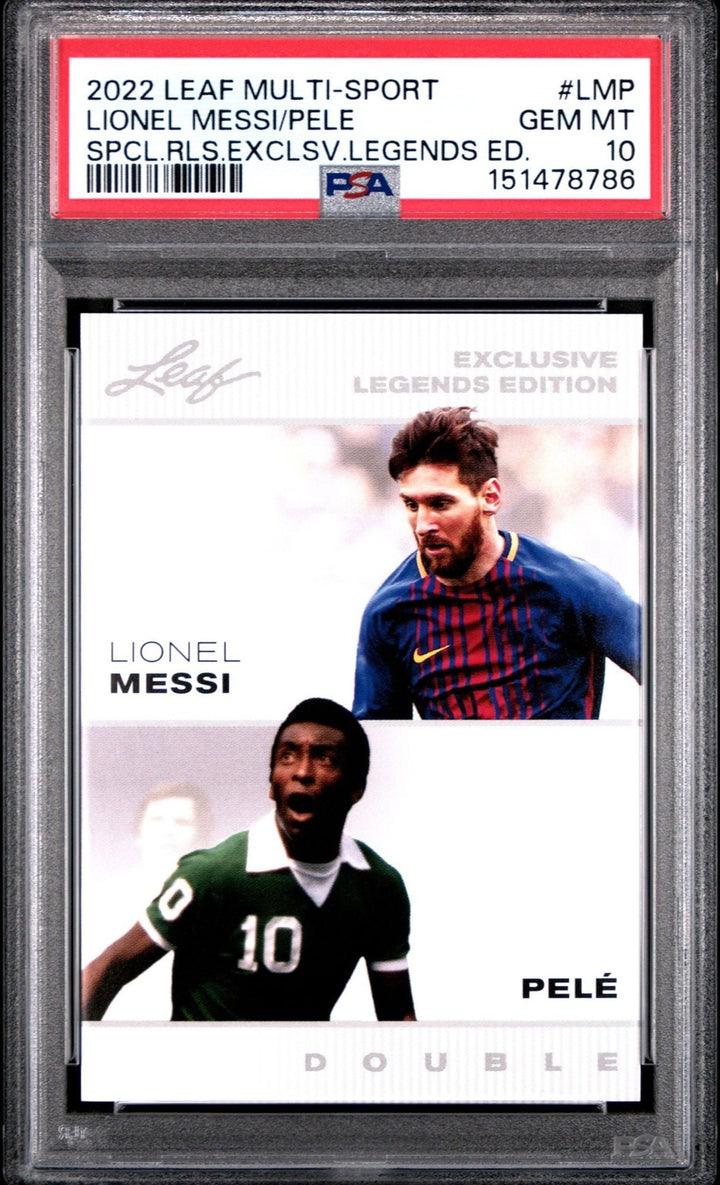 Graded 2022 Leaf Special Release Lionel Messi Pele #LMP Legends Card PSA 10