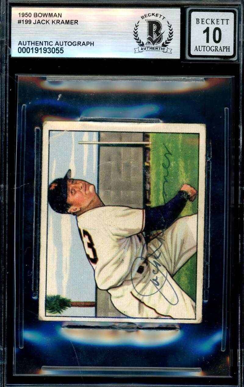 Jack Kramer Gem Mint 10 Beckett BAS Signed 1950 Bowman Autograph