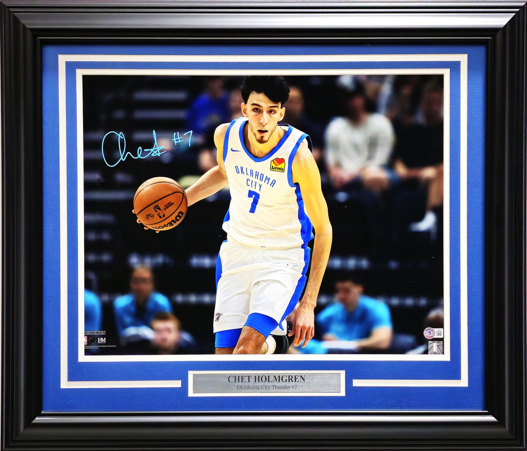 Chet Holmgren Signed Framed 16x20 Photo Thunder Beckett Wit #1W125997