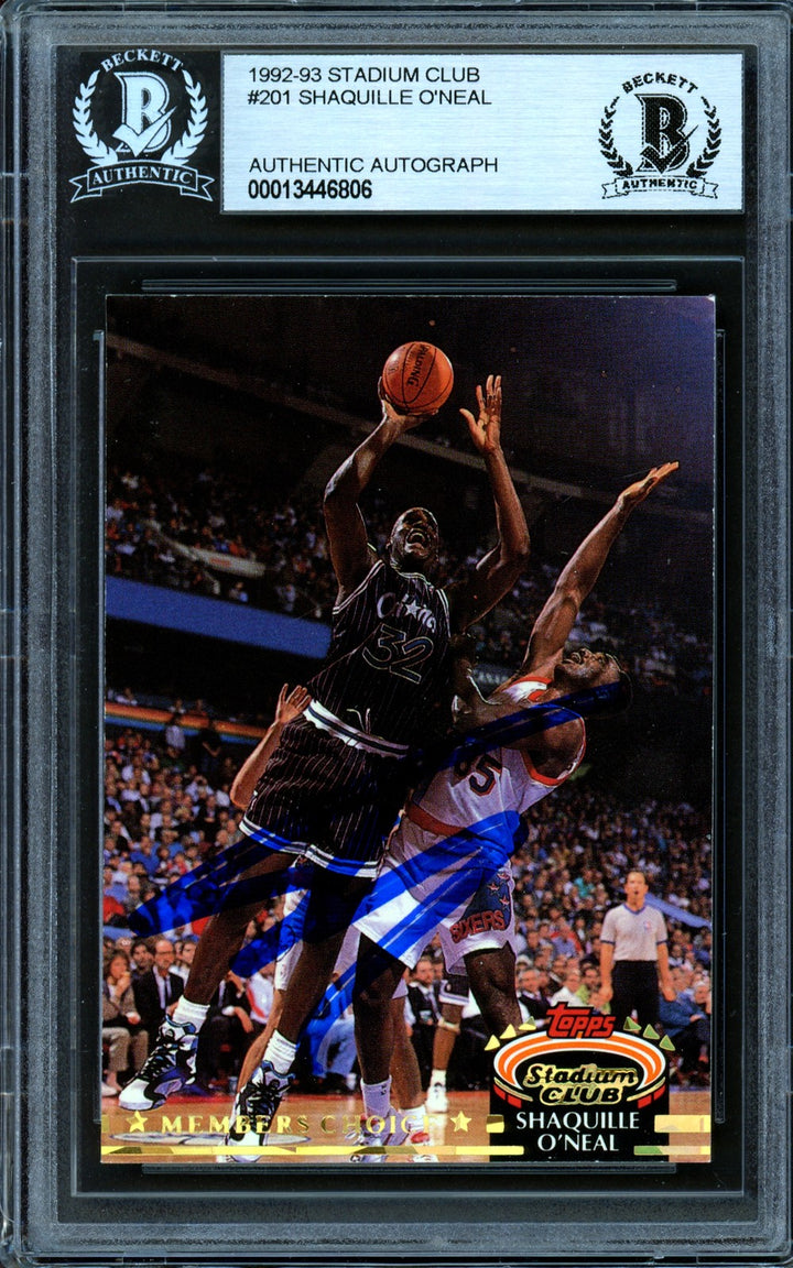 Shaquille O'Neal Signed 1992-93 Stadium Club Members Choice RC 201 Magic Beckett