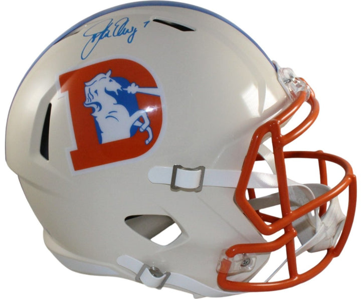 John Elway Autographed Denver Broncos F/S Retro Helmet Beckett Witness 55392