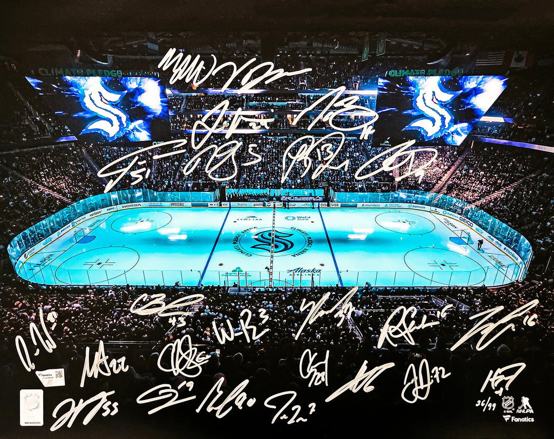 Kraken 2021-22 Inaugural Team Signed 16x20 Photo With 24 Sigs #/99 Fanatics Holo