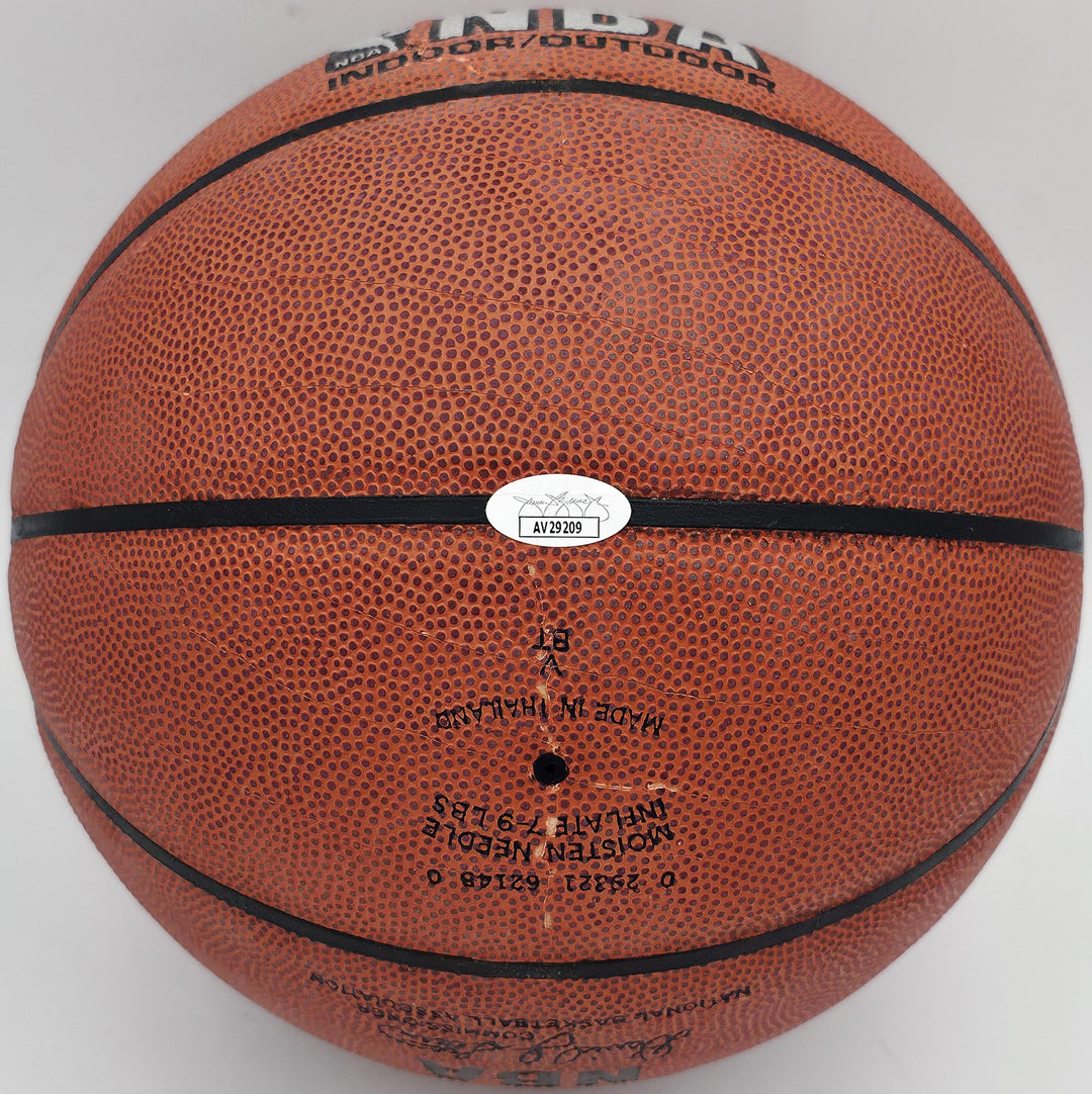 Moses Malone Signed Official NBA Leather Basketball 76ers, Rockets JSA #AV29209