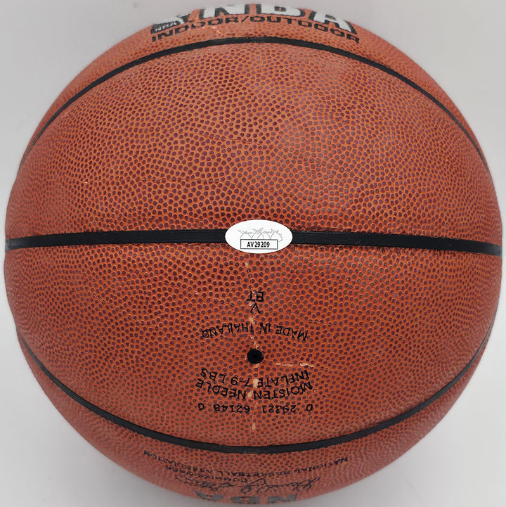 Moses Malone Signed Official NBA Leather Basketball 76ers, Rockets JSA #AV29209