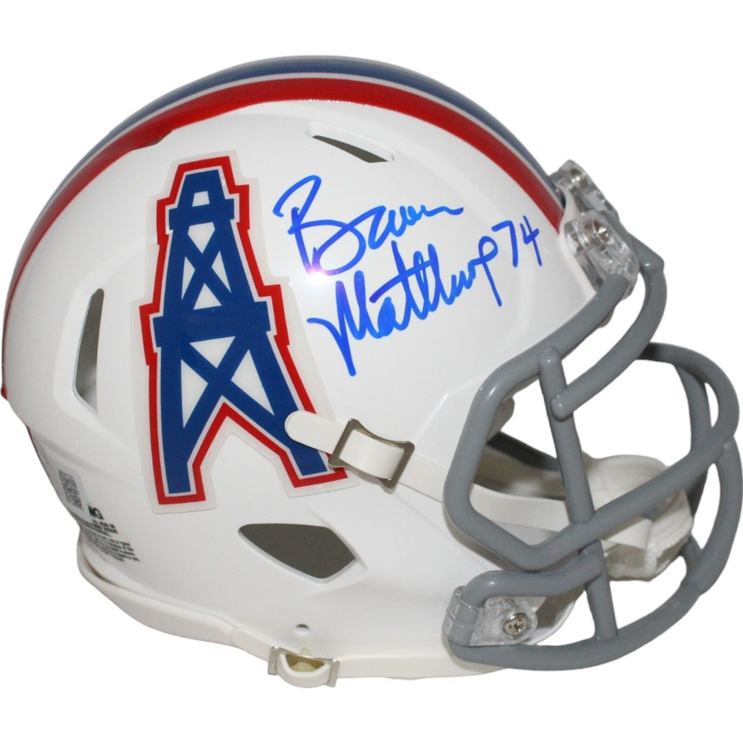 Bruce Matthews Signed Houston Oilers TB Mini Helmet Beckett 42808
