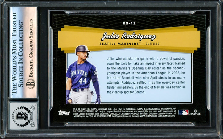 Julio Rodriguez Signed 2022 Topps Update Black Gold RC #BG12 Mariners Auto 10