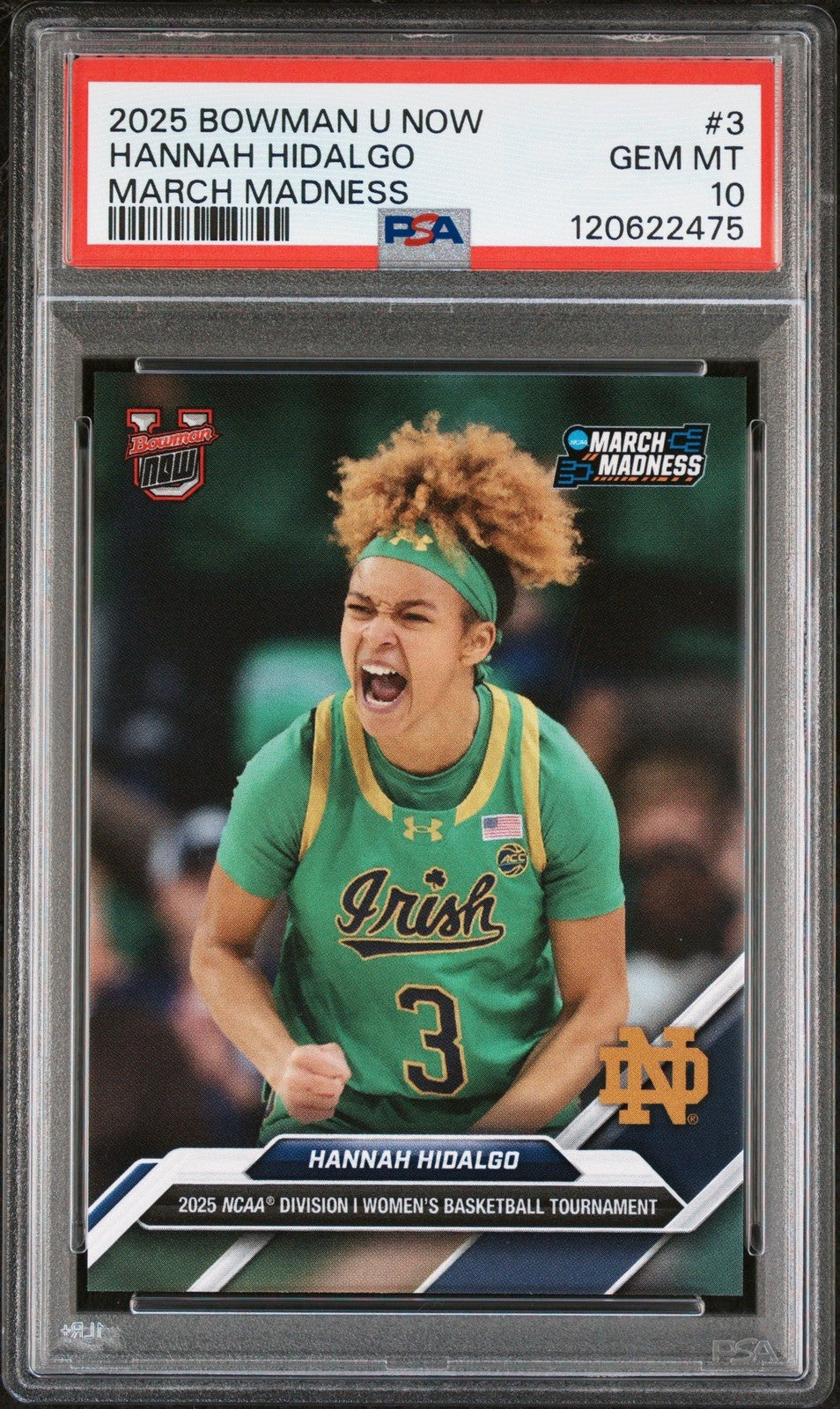 Graded 2025 Bowman U Now Hannah Hidalgo #3 March Madness Card PSA 10