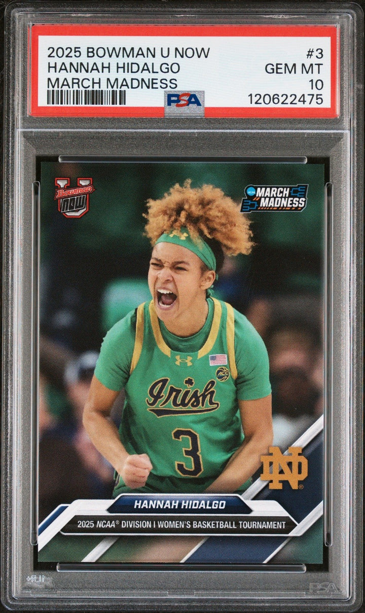 Graded 2025 Bowman U Now Hannah Hidalgo #3 March Madness Card PSA 10
