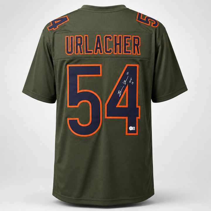 Chicago Bears Brian Urlacher Signed Camo Green Jersey "HOF 18" Beckett Witness