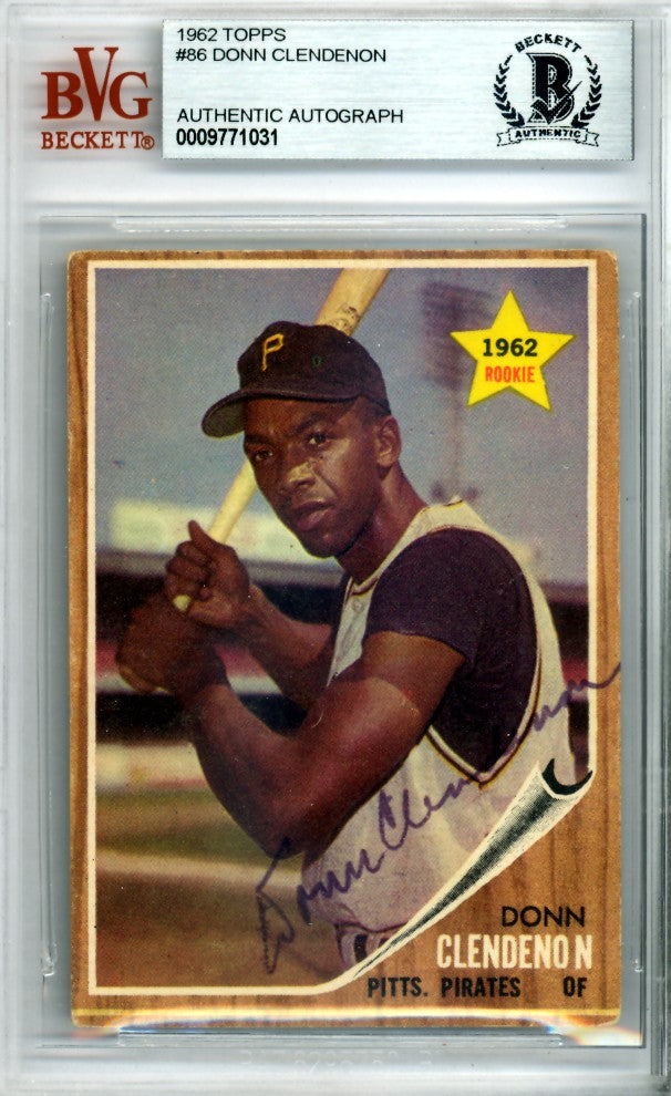 Donn Clendenon Signed 1962 Topps RC 86 Pittsburgh Pirates Beckett