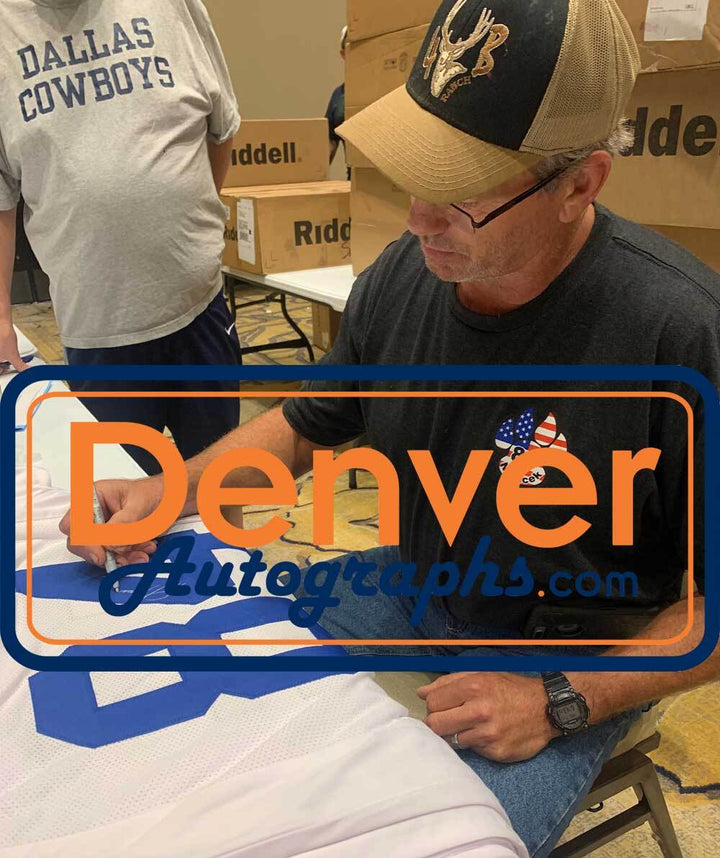 Jay Novacek Autographed/Signed Pro Style White XL Jersey BAS 31161