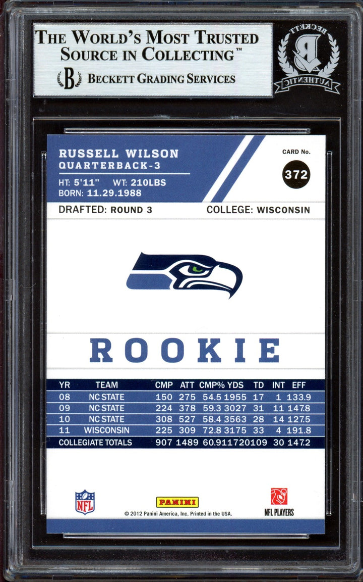 Russell Wilson Signed 2012 Score Glossy RC 372 Seahawks Beckett #13447087