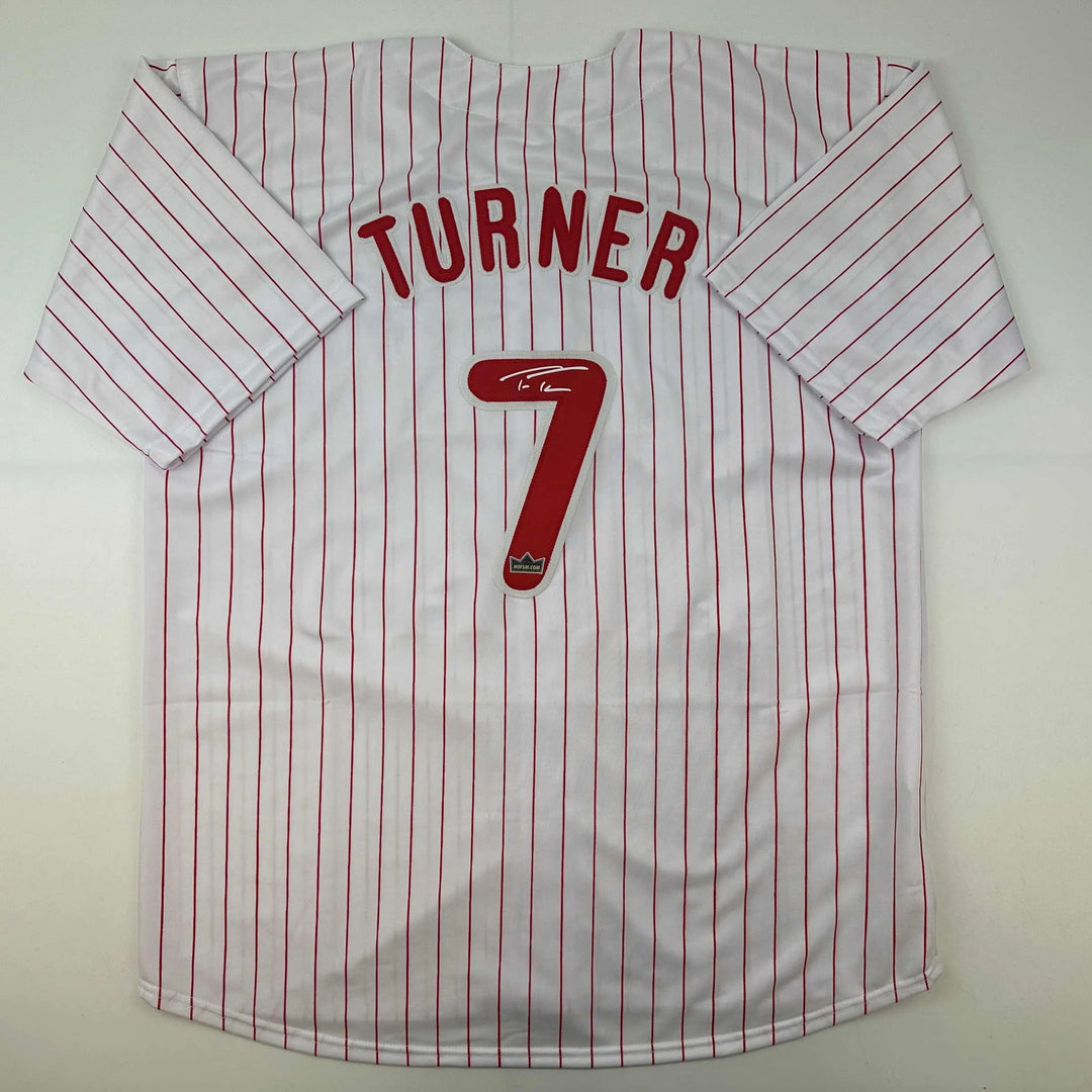 Facsimile Autographed Trea Turner Philadelphia Pinstripe Reprint Auto Jersey XL