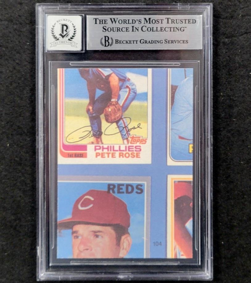 Pete Rose signed 1985 Topps #104 Cincinnati Reds Trading Card BAS BGS 10 auto