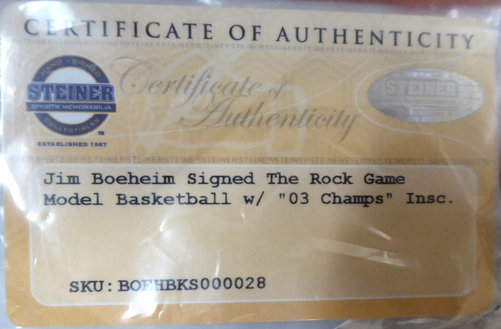 Jim Boeheim Signed The Rock Basketball Syracuse Orange "05 Champs" Steiner