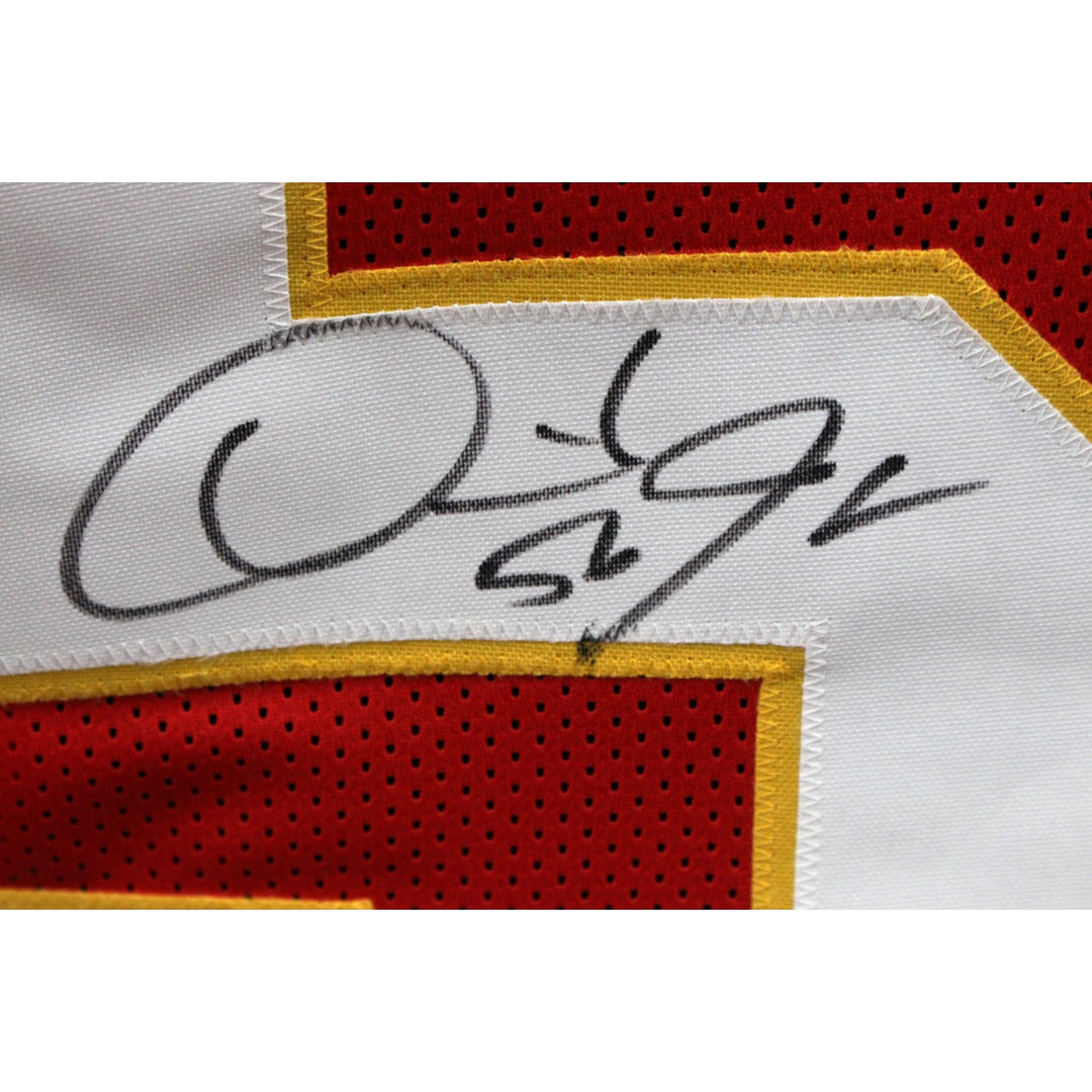 Derrick Johnson Autographed Pro Style Size XL Red Jersey Beckett Witness 45438